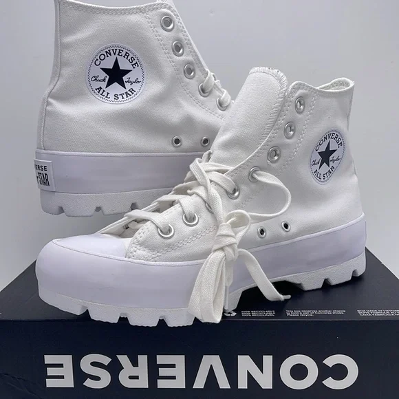 Converse WMNS CTAS LUGGED HI WHITE/BLACK/WHITE 565902C Platforms Sneakers - Picture 9 of 16